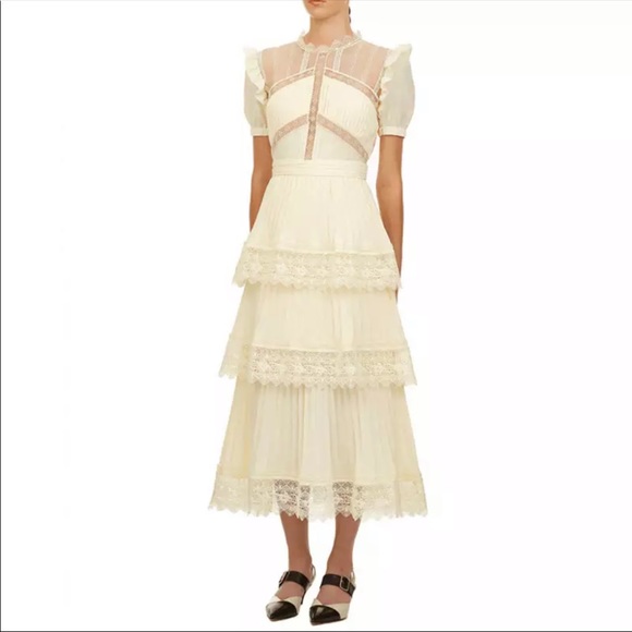 Beige Luxury Lace High Quality Ruffle Summer - Picture 6 of 11